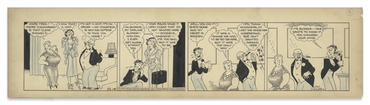 Chic Young Hand-Drawn Blondie Comic Strip From 1932 Titled Blondie Can Take a Joke -- Dagwoods Parents Try to Drive a Wedge in His Romance With Blondie